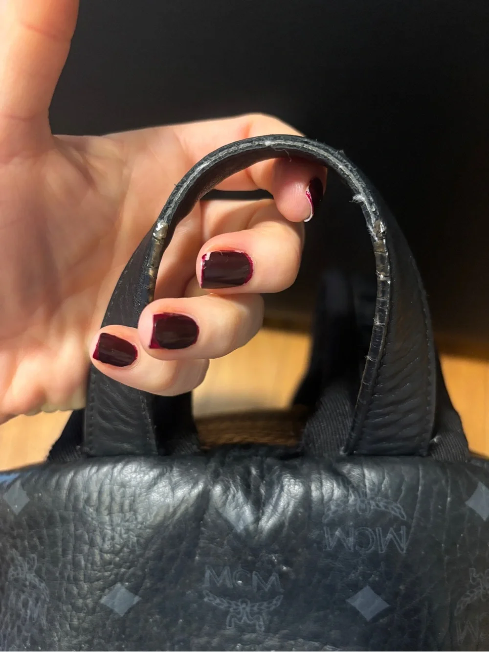 MCM Black Logo-Print Leather Backpack